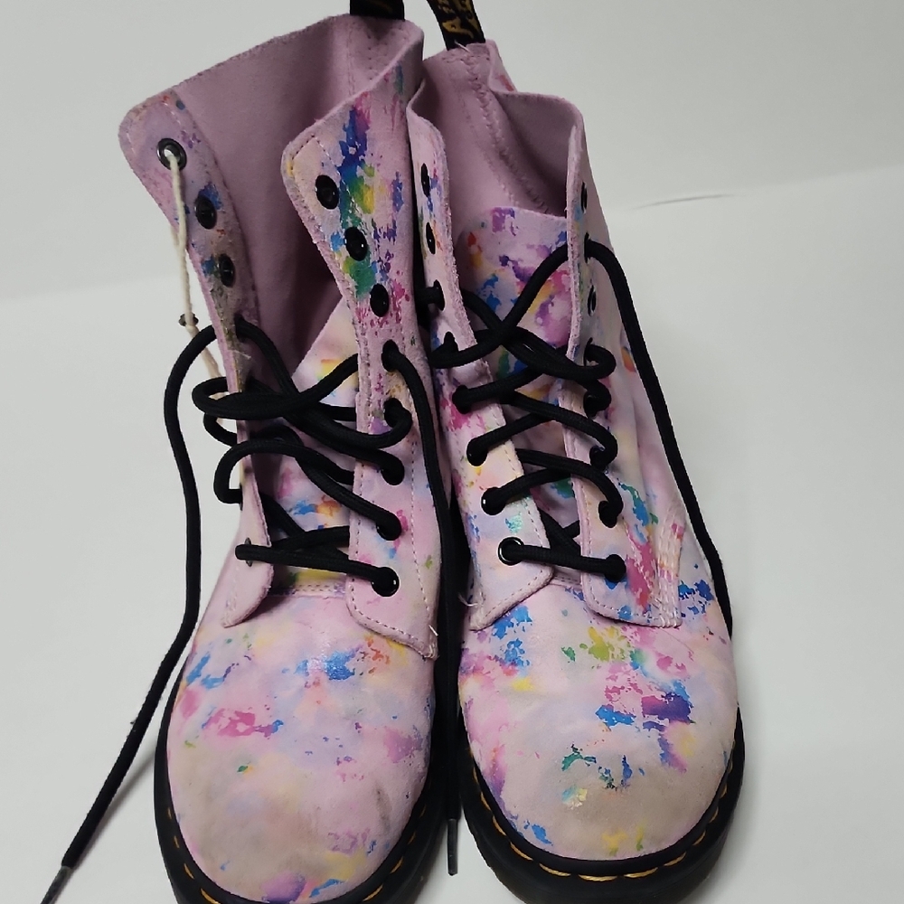 Dr. Martens 1460 Pascal Confetti Suede Lace Up Boots Sz 7 Great Condition